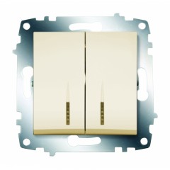 Выключатель 2 клавишный с подсветкой LED ABB Cosmo бежевый 619-010300-203