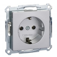 Розетка SCHUKO с заземлением, алюминий, Schneider Electric Merten System M, MTN2301-0460