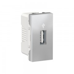 Розетка USB для передачи данных, 1 модуль, алюминий, Unica New, NU342930 Schneider Electric