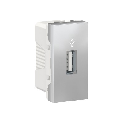 Розетка USB для передачі даних, модуль 1, алюміній, Unica New, NU342930 Schneider Electric