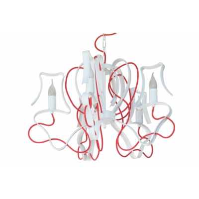 Люстра кованая Умберто 5 ламп Белый/Красный