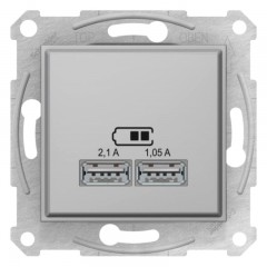 USB-розетка х2 2.1А алюминий Sedna SDN2710260 Schneider Electric