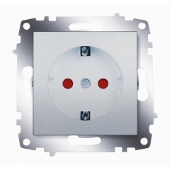 Розетка с заземлением с шторками ABB Cosmo алюминий 619-011000-243