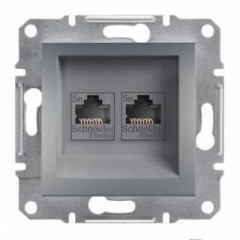 Розетка комп'ютерна. RJ45, кат.5е, UTP, подвійна, сталь Asfora EPH4400162 Schneider Electric