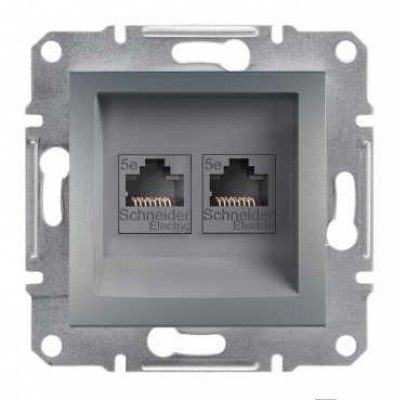 Розетка комп'ютерна. RJ45, кат.5е, UTP, подвійна, сталь Asfora EPH4400162 Schneider Electric