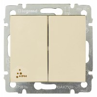 Перемикач на два напрямки двоклавішний Valena IP 44 10 AX 250 ~ слонова кістка Legrand 774198