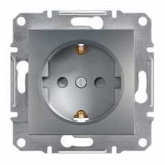 Розетка с змл. с шторками сталь Asfora EPH2900262 Schneider Electric