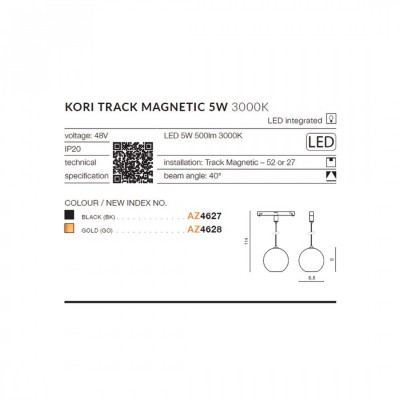 Трековий світильник AZzardo KORI TRACK MAGNETIC 5W 3000K BK AZ4627