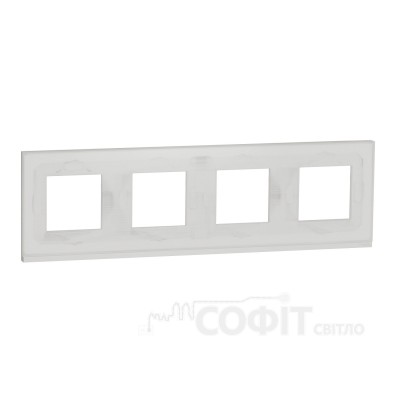 Рамка 4-постовая, белое стекло/белый, Unica New Pure, NU600885 Schneider Electric