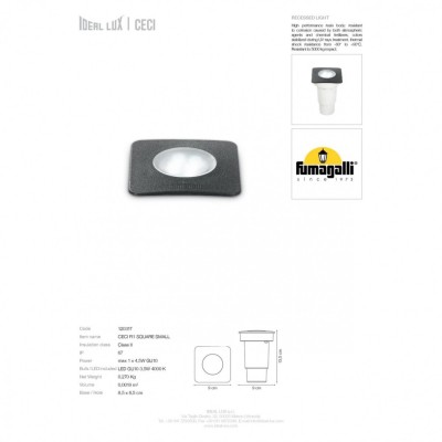 Почвенный светильник Ideal Lux CECI PT1 SQUARE SMALL 120317 Почвенный светильник Ideal Lux CECI PT1 SQUARE SMALL 120317
