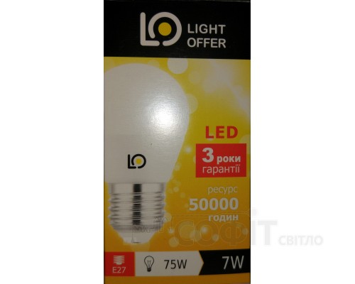 Лампа світлодіодна G45 LightOffer LED-07-022 7W 4000K 220V E27