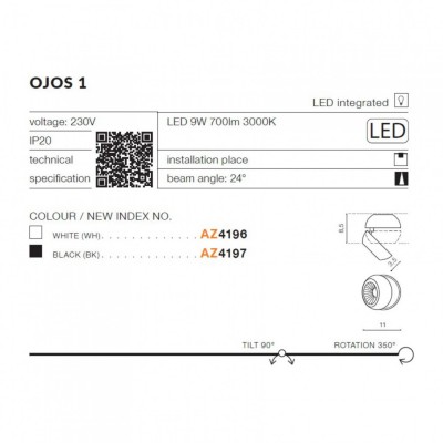 Точечный светильник AZzardo OJOS 1 BK AZ4197