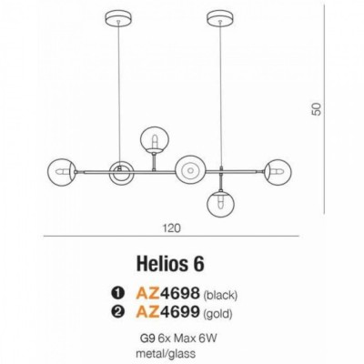 Люстра AZzardo HELIOS 6 GO AZ4699