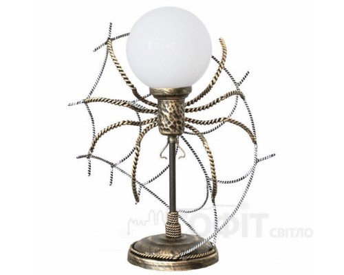 Настольная лампа кованая Паук на паутине 1 лампа старая бронза