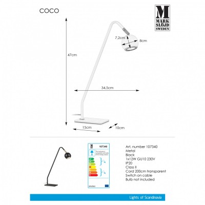 Настільна лампа MarkSlojd Sweden COCO Table 1L Black 107340