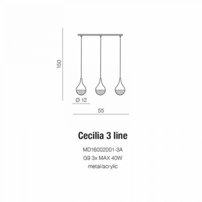Підвісний світильник AZzardo CECILIA 3 LINE AZ2173
