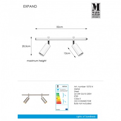 Спот MarkSlojd Sweden EXPAND Spot 2L 50cm Gu10 Cylinder Steel 107514