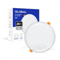 Точковий врізний-накладний LED-світильник GLOBAL SP 2in1 20W, 4100K (коло) 1-GSP-2041-RS