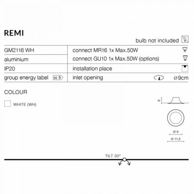 Точковий світильник AZzardo REMI BK WPUST AZ4143