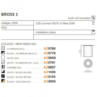 Точечный светильник AZzardo BROSS 1 ALUMINIUM AZ0780