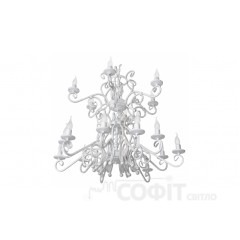 Люстра кована Версаль 18 ламп Біла зі сріблом, 6+12 ламп