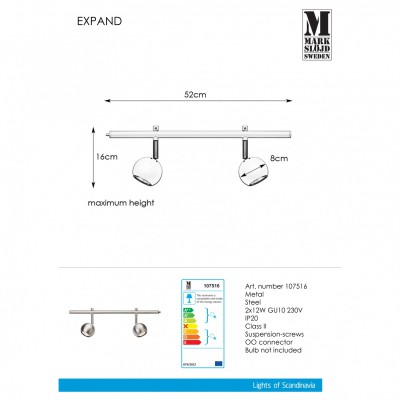 Спот MarkSlojd Sweden EXPAND Spot 2L 50cm Gu10 Round Steel 107516