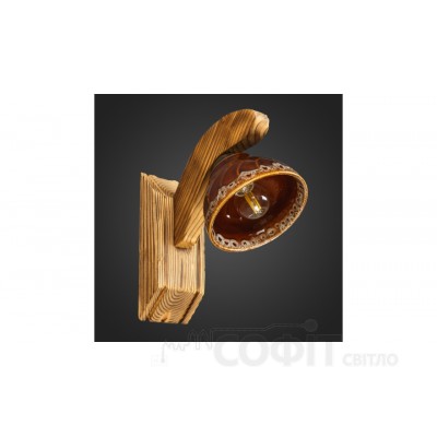 Бра деревянная ЧАШЕЧКИ 1 лампа Е14, дерево состаренное, керамика, D-14см, ФС 097