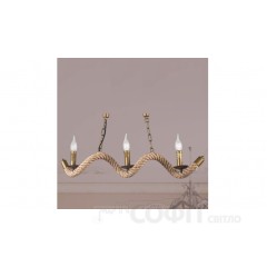 Люстра кованая Сидней 3 лампы, с веревками, со свечами