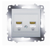 Розетка комп'ютерна подвійна RJ45 CAT6 ABB Cosmo алюміній 619-011000-248