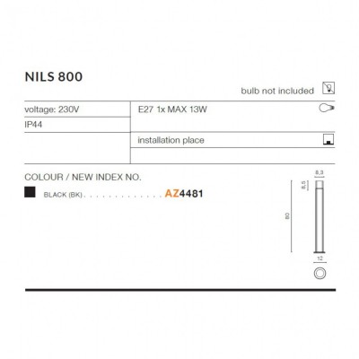 Стовпчик AZzardo NILS 800 BK AZ4481