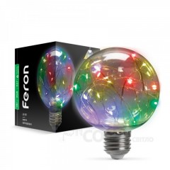 Лампа світлодіодна декоративна G80 Feron LB-381 1W E27 RGB