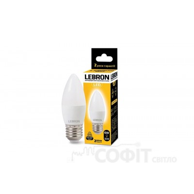 Лампа світлодіодна LED Lebron L-C37 6W E27 300K 220V 480Lm 11-13-49
