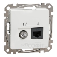 Розетка TV + комп'ютерна RJ45 кат. 6 UTP, білий, Sedna Design & Elements SDD111469T, Schneider Electric