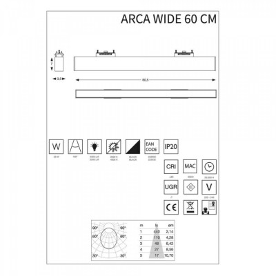 Трековый светильник Ideal Lux ARCA WIDE 60 CM 3000K 222950 Трековый светильник Ideal Lux ARCA WIDE 60 CM 3000K 222950