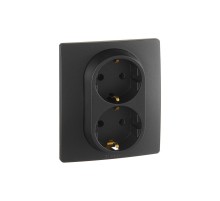 Розетка двойная с заземлением, антрацит, Legrand Etika 672623