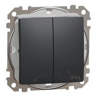 Выключатель двухклавишный влагозащищенный IP44, черный, Sedna Design & Elements SDD214105, Schneider Electric