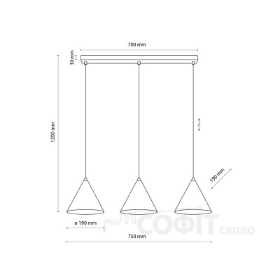 Підвісний світильник TK Lighting CONO BLACK S, 10068