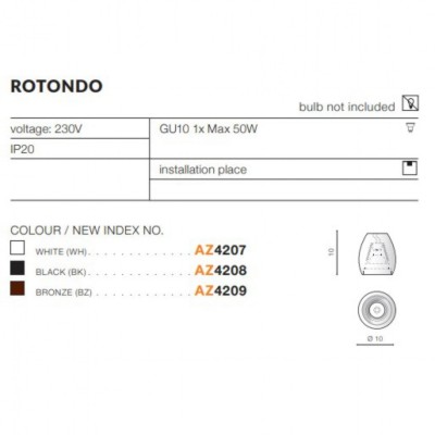 Точковий світильник AZzardo ROTONDO WH AZ4207