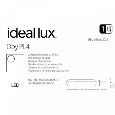 Бра-спот Ideal Lux OBY PL4 196718 Бра-спот Ideal Lux OBY PL4 196718