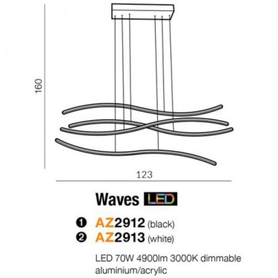 Подвесной светильник AZzardo WAVES GOLD AZ4058