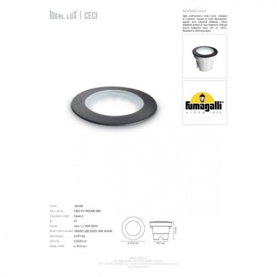 Почвенный светильник Ideal Lux CECI PT1 ROUND BIG 120324 Почвенный светильник Ideal Lux CECI PT1 ROUND BIG 120324