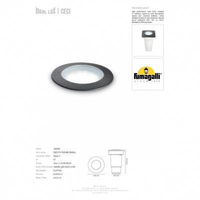 Почвенный светильник Ideal Lux CECI PT1 ROUND SMALL 120249 Почвенный светильник Ideal Lux CECI PT1 ROUND SMALL 120249