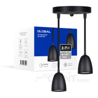 Светильник подвесной светодиодный GPL-01C GLOBAL 2x7W 4100K черный (2-GPL-11441-CB)