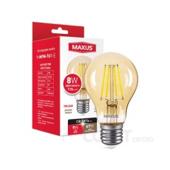 Лампа светодиодная A60 Maxus филамент 1-MFM-761 8W 2700K 220V E27 Golden