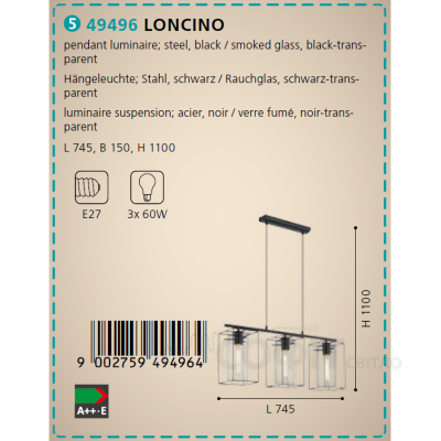 Светильник подвесной Eglo 49496 LONCINO