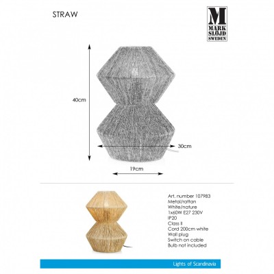 Настольная лампа MarkSlojd Sweden STRAW Table 1L Nature 107983