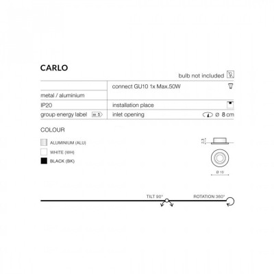 Точковий світильник AZzardo CARLO 1 BK WPUST AZ4141
