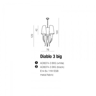 Люстра AZzardo DIABLO 3 BIG BLACK AZ1344