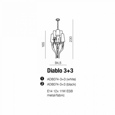 Люстра AZzardo DIABLO 3 3 WHITE AZ0173