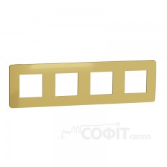 Рамка 4-постовая, золото/белый, Unica New Studio Metal, NU280859 Schneider Electric